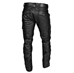 High Quality Latest Fashion Custom Design <b>Black</b> Leather <b>Pants</b> Men - Product Image 2