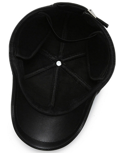 Chapeau non structuré à bord plat en toile 6 panneaux avec lanière en cuir casquettes en cuir avec logo et casquette - Product Image 2