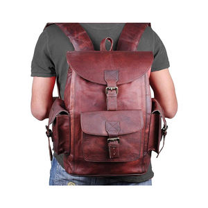 Sac à dos en cuir imperméable unisexe pour homme et femme avec fermeture à glissière Doublure en cuir véritable Type Softback - Product Image 5