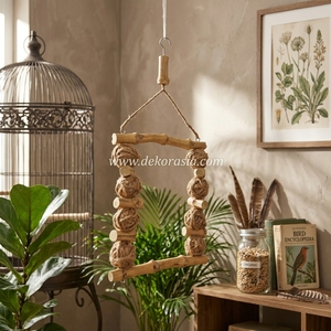 Natural Brown Bamboo Seagrass Hanging Classic Bird <b>Swing</b> Perch Frame Toy Small Medium Birds Pet Cage Stand Wholesale Dekor Asia - Product Image 6