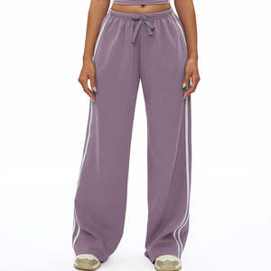 Color <b>Block</b> High Waist Joggers Loose Fit Straight Leg Fitness Sweatpants Pockets Comfortable <b>Yoga</b> Pants for Flat Breathable - Product Image 4