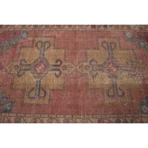 Alfombra Turca de 4.3x7.6 pies, Alfombra Vintage, Alfombra con Bordes Rojo Marrón - Product Image 5