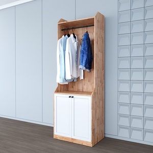 Armoire compacte en bois de caoutchouc naturel TQA68031, design minimaliste, autoportante et pliable pour la maison ou l'appartement - Product Image 4