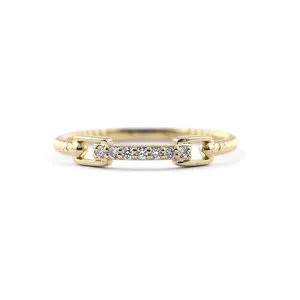 SP Handcraft Pave Natural Diamond Ring 14k Solid Gold Twisted Rope Ring Stackable Eternity Band Women Ring Direct Factory Price