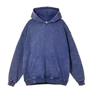 Heavyweight Plus Velvet Washed Gradient Spray-dyed Distressed Loose Acid Wash Sudadera CON CAPUCHA DE MODA personalizada - Product Image 4