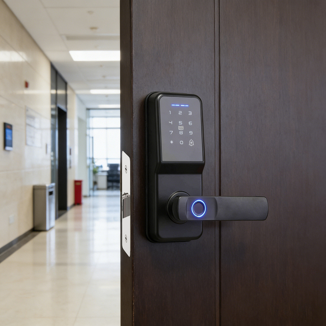 RUIKANG Smart Lock Memory Card Mobile Unlock Via Tuya App Silent Mode 200 Fingerprint Capacity Anti-Theft Security for Bedroom
