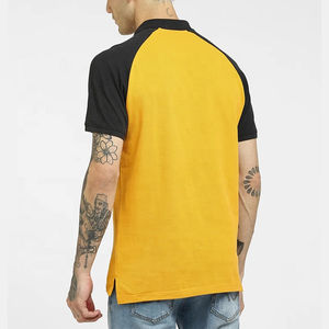 Polo de hombre de algodón 100% al por mayor, tejido de punto cómodo, hombro raglán, bloque de color ajustado, informal, estampado sólido - Product Image 2