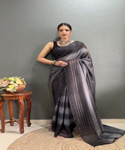 Party Wear Saree with Floral Velvet Lace and Sequence Work - Product Image 4