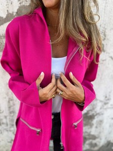 2025 Otoño/Invierno nuevo estilo mujer de manga larga con capucha suelta moda Casual de longitud media cárdigan <span class=keywords><strong>abrigo</strong></span> - Product Image 4