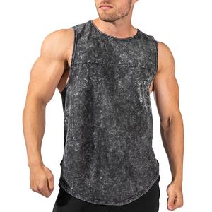 Camisetas sin mangas de algodón orgánico de color liso al por mayor para entrenamiento muscular, gimnasio, correr, fitness y deportes para hombre - Product Image 4