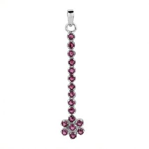 Pendentif artisanal en argent sterling 925 avec pierres Shah pour femme, garnet rhodolite naturel, serti clos, avec numéro incrusté - Product Image 1