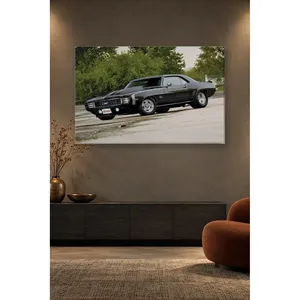 Impression sur toile Fida Black Classic Camaro in Front of Trees - Product Image 4