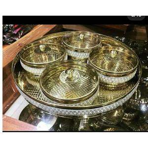 Mini tendedero de platos de latón de alto acabado, lo último en artículos de mesa de cocina, plato colorido, cuenco para restaurante, boda, hecho a mano - Product Image 5