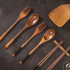 Vente en gros de service de table en bois naturel personnalisable Collection d'ustensiles en bambou durables pour la cuisine - Product Image 1