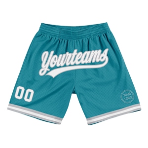 Industrie Direct Engro Authentic Throwback Basketball Shorts Custom Teal White-Gray Solid Corduroy Customizable Sports Wear - Product Image 1