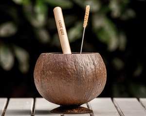 Eco2go 100% Natural Coconut Shell Tea <b>Cups</b> & <b>Saucers</b> Holder Handmade in Vietnam - Product Image 2