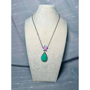 Tia <b>Long</b> Turquoise Star Pattern Multi-Stone & Sterling Silver <b>Necklace</b> for Gift - Product Image 3