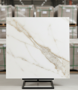 กระเบื้องพอร์ซเลนลายหินอ่อนสีทองลายเส้นทองคำ ขนาด 600x600 มม. ผิวขัดเงาเคลือบกันลื่น ทนไฟ สำหรับใช้งานเชิงพาณิชย์ - Product Image 1