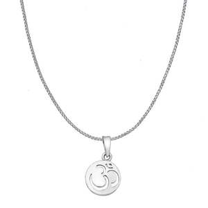 Colgante Circular Plateado de Moda Hallmark con Cadena de Serpiente, Bañado en Rodio y con Circonita, Ideal para Regalo de Compromiso - Product Image 2