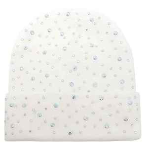 Personnalisé diamant strass tricoté femmes doux hiver Beanie décontracté Streetwear 100% laine Beanie strass casquette dames - Product Image 1