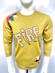 Sweat-shirt en coton mélangé de 300 grammes pour hommes à la mode FIRE imprimé graphique col rond pull décontracté dans le Style Streetwear - Product Image 5