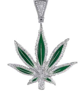 Colgante Ostentoso de Cannabis con Moissanita Verde Plata, Joyería Urbana Hip Hop, Regalo, Hoja de Marihuana Helada, Dijes Finos, Amuletos Hip Hop - Product Image 1