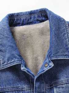 Dernier design de veste en jean slim fit avec laine pour unisexe, décontractée, tendance, vêtements d'extérieur confortables, tissu denim d'hiver - Product Image 3