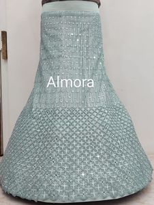 ขวดโหลและกระจกตาข่ายสำหรับงานออกแบบให้มีน้ำหนักมาก lehenga พร้อมสร้อยถักและ dupatta สำหรับงานปาร์ตี้และงานรื่นเริงสำหรับเจ้าสาว - Product Image 5