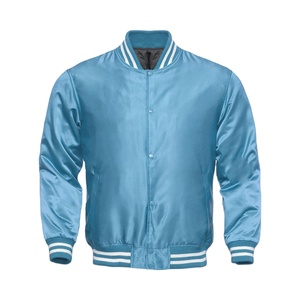 Chaquetas universitarias de satén personalizadas para hombres Chaquetas impermeables y finas con cuello levantado al por mayor Chaquetas con letras de poliéster en blanco - Product Image 1