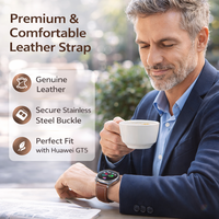 Nouveaux bracelets de montre en cuir pour hommes 2026, bracelets de montre en cuir de luxe portables pour Huawei GT5