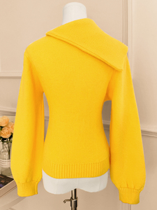 Elegante Maglione Giallo da <span class=keywords><strong>Donna</strong></span> Autunno-Inverno, Casual e Slim con Collo Asimmetrico e Fibbie Laterali, Perfetto per il Pendolarismo - Product Image 3