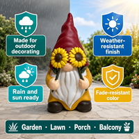 Sonnenblumen-Gartenzwerg Geschenkstatue für Einweihungsfeier, Geburtstag, Muttertag, Erntefest, Liebhaber und Bauernhaus-Dekoration