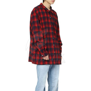 Camisas de franela de hombre de manga corta lisas informales de estilo personalizado camisas de franela de talla grande de algodón 100% a la venta - Product Image 2