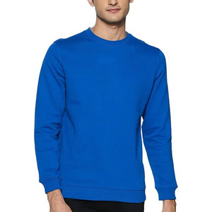 Sweat-shirts pour hommes décontractés, couleur bleue, en molleton de coton, vente en gros, basiques, respirants, col rond - Product Image 1