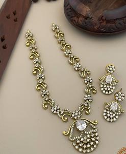ชุดเครื่องประดับหรูหราดีไซเนอร์ชุดเครื่องประดับเพชรเพทายประดับสร้อยคอทองเหลืองสำหรับงานหมั้นงานแต่งงาน - Product Image 5