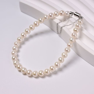 Pulsera de Perlas de Agua Dulce de Plata de Ley S925 de 5-6 mm, Pulsera Clásica de Perlas Blancas, Joyería Fina para Mujer - Product Image 4