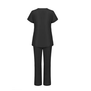 Uniforme médical infirmière gommage ensembles femmes hommes fermeture éclair basique Pro 2 pièces haut cordon pantalon chiné soins infirmiers mince - Product Image 3