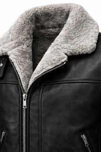 Nouvelle arrivée, veste en cuir doublée de fourrure de mouton noire écologique pour l'hiver, veste en cuir chaude à fermeture éclair pour l'hiver, sur mesure OEM - Product Image 4