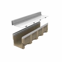 Caniveau de drainage en béton polymère moderne conforme à la norme EN1433, avec couvercle à fentes en acier inoxydable, durable et écologique pour l'extérieur