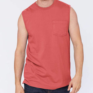 Camiseta sin mangas personalizada con bolsillo para hombre, camiseta sin mangas cómoda y transpirable para ropa informal, camiseta sin mangas para hombre, servicio OEM - Product Image 5