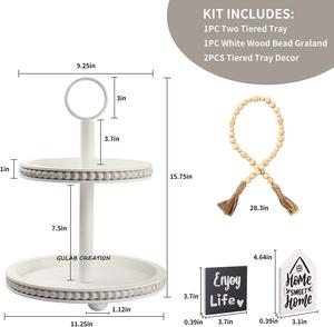 Bandeja de Servir Redonda Blanca de 2 Niveles, Estilo Rústico, Hecha a Mano, Multifuncional, para Aperitivos, Postres y Decoración del Hogar - Product Image 5