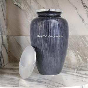 Pintura cepillada Aluminio sólido Clásico Negro Cremación Urnas Recuerdo para cenizas humanas Venta al por mayor Suministros funerarios Frascos de entierro Urnas - Product Image 4