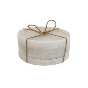 Best Selling <b>Christmas</b> Drink Round Acacia Wooden Marble Coaster With Brass Strap - Product Image 3