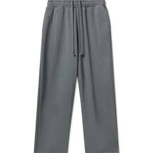 <b>Men's</b> Gray Vintage Straight Woolen Elastic Waist Drawstring Sweatpants Midweight Cotton <b>Pants</b> Autumn Style - Product Image 1