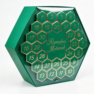 Custom Green Hexagonal <b>Ramadan</b> Mubarak <b>Gift</b> <b>Box</b> with Gold Foil Rigid Cardboard Eid Mubarak Mystery Blind <b>Box</b> for Wholesale - Product Image 1
