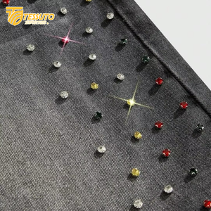 Women's Custom Summer Distressed <b>Denim</b> <b>Jogger</b> Sweat Shorts Baggy Puff Print Embroidery Rhinestone with Acid Wash French Terry - Product Image 6