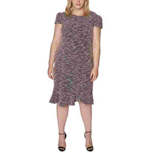 Abito da lavoro da donna Betsey Johnson con cerniera, scollo rotondo, lunghezza sotto il ginocchio, vestibilità aderente, maniche corte, colore grigio, taglia 22W, abito da carriera. - Product Image 1