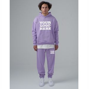 OEM Logotipo de impresión personalizada Ropa De Fabricante Naranja Chándales Boxy Fit Streetwear Pantalones de chándal y Sudadera con capucha Conjunto Trajes para hombres Ropa - Product Image 2