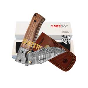 Cuchillo de bolsillo Damasco 8 "con mango de hueso de camello Manual plegable regalo de caza alto carbono 1095 + 15N20 certificado CE - Product Image 5