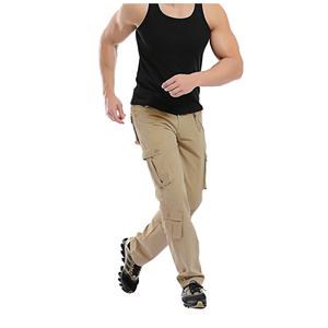 Pantalones elásticos para hombre, Pantalón de algodón, Color caqui, liso, lavados, cómodos, Chino - Product Image 3